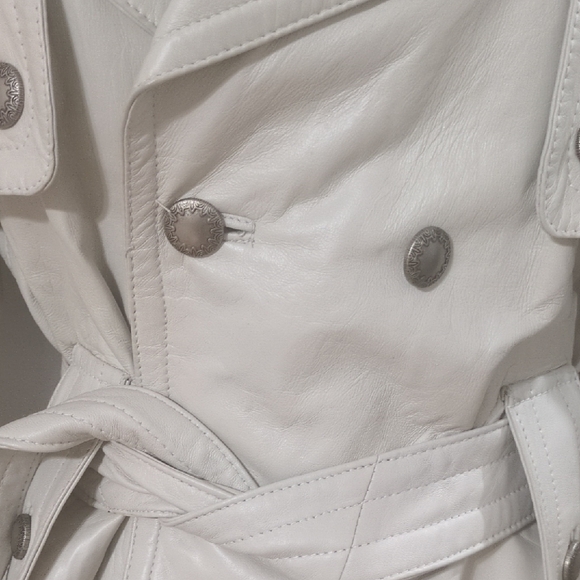 Wilsons Leather Cream Double-Breasted Trench Coat - Picture 3 of 6